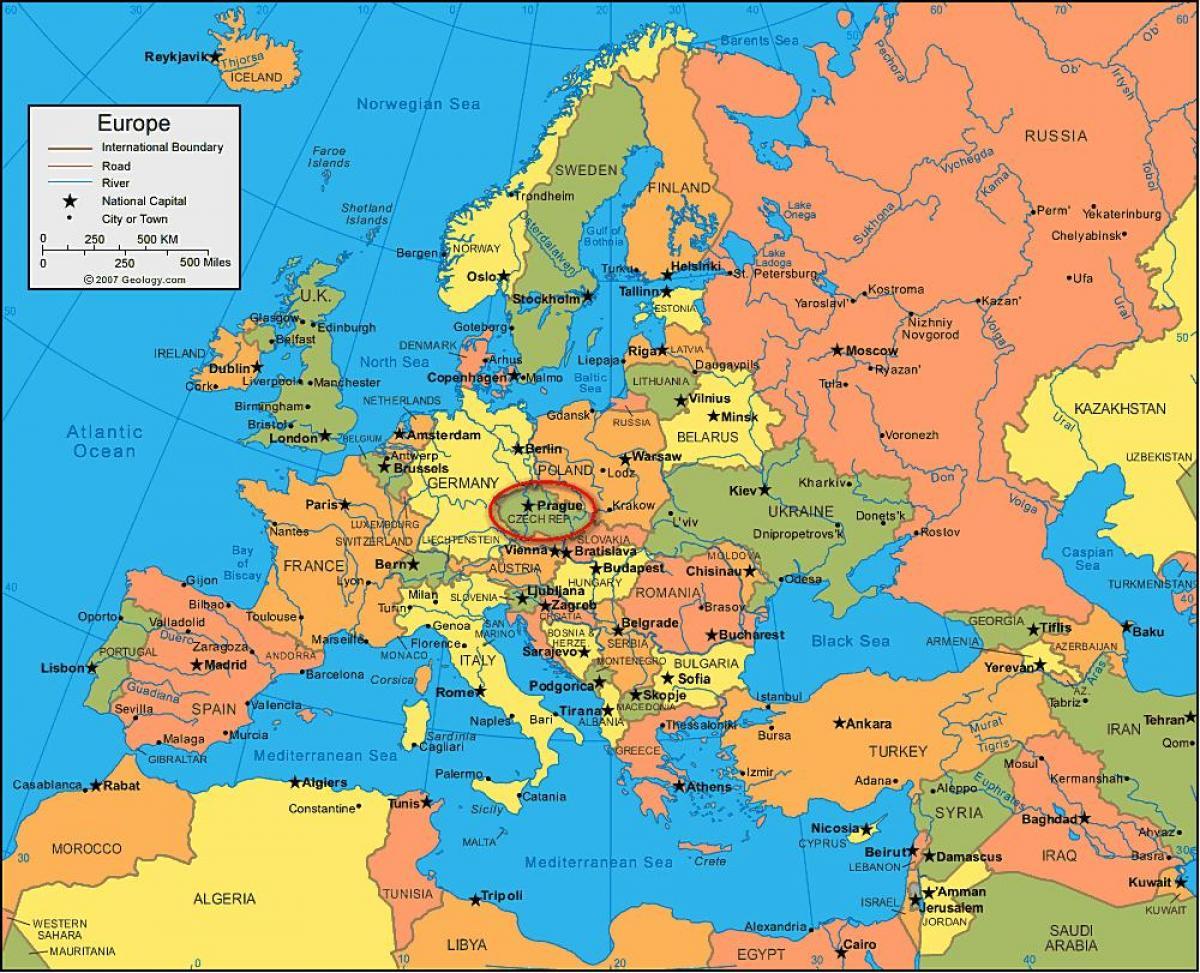 Prag karta europa - Karta över europa som visar prag ...